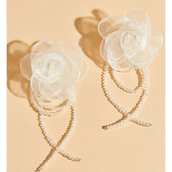 NWT Pearl Rose Earrings Ashley Stewart - Picture 4 of 7